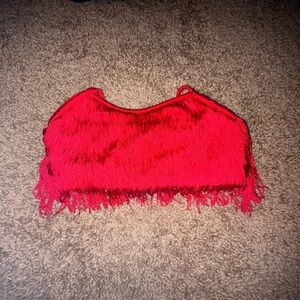 Red fringe top for dance